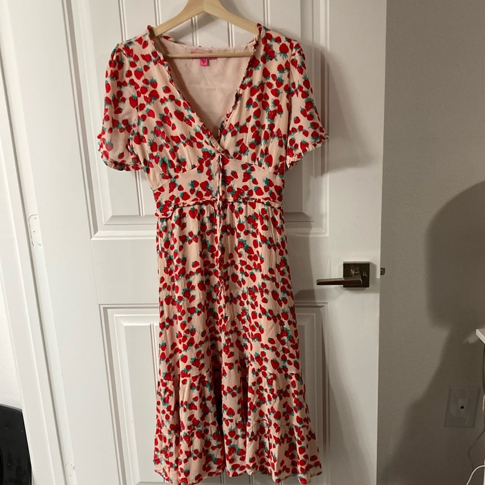 Betsey Johnson Strawberry Fields midi dress